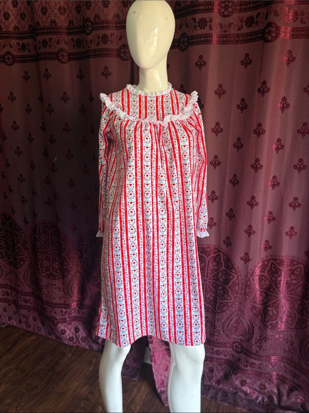 Vintage Lanz of Salzburg Red, White & Blue  Long Sleeve Pajama Dress Size 7/8